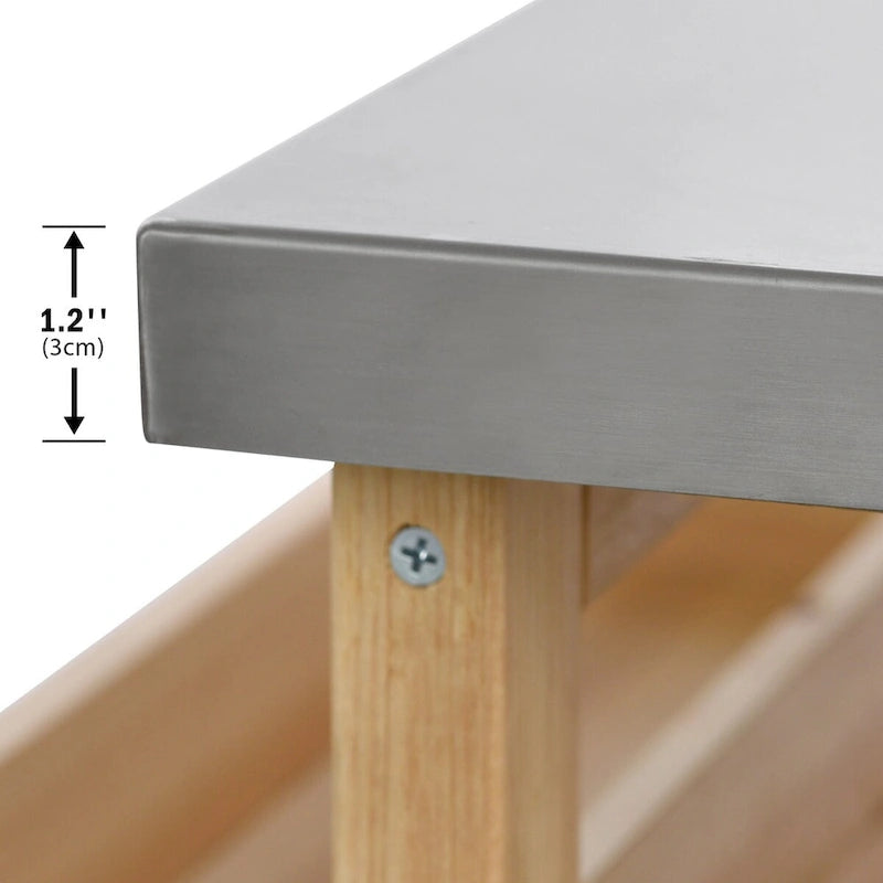 Outdoor kitchen island with rolling cart and stainless top