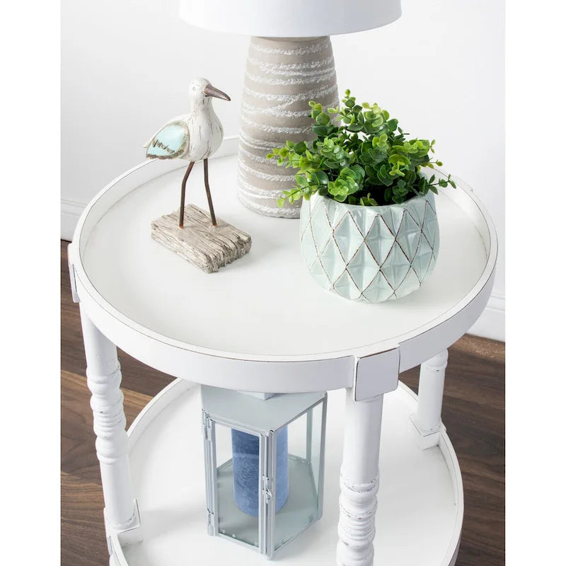 and Round Wood Side Table