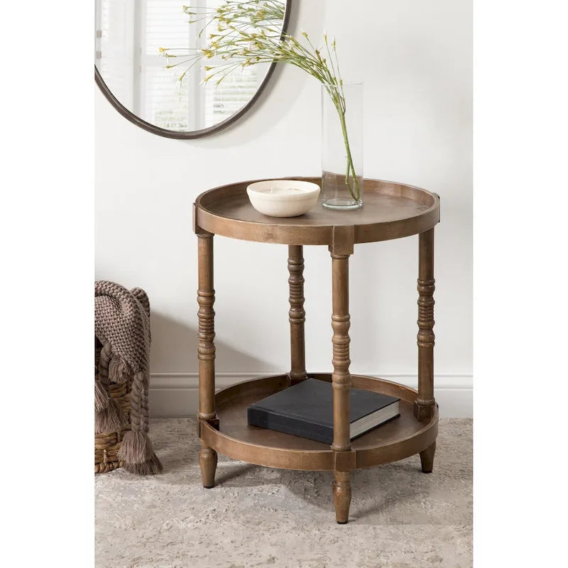 and Round Wood Side Table