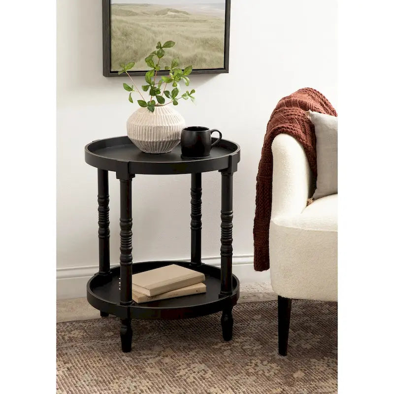 and Round Wood Side Table