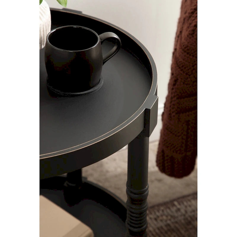 and Round Wood Side Table