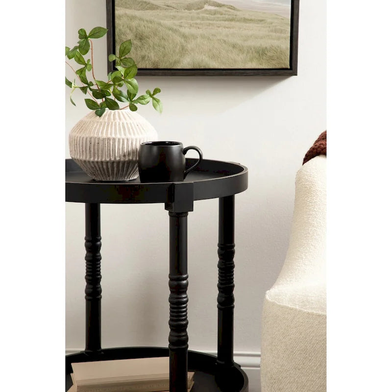 and Round Wood Side Table