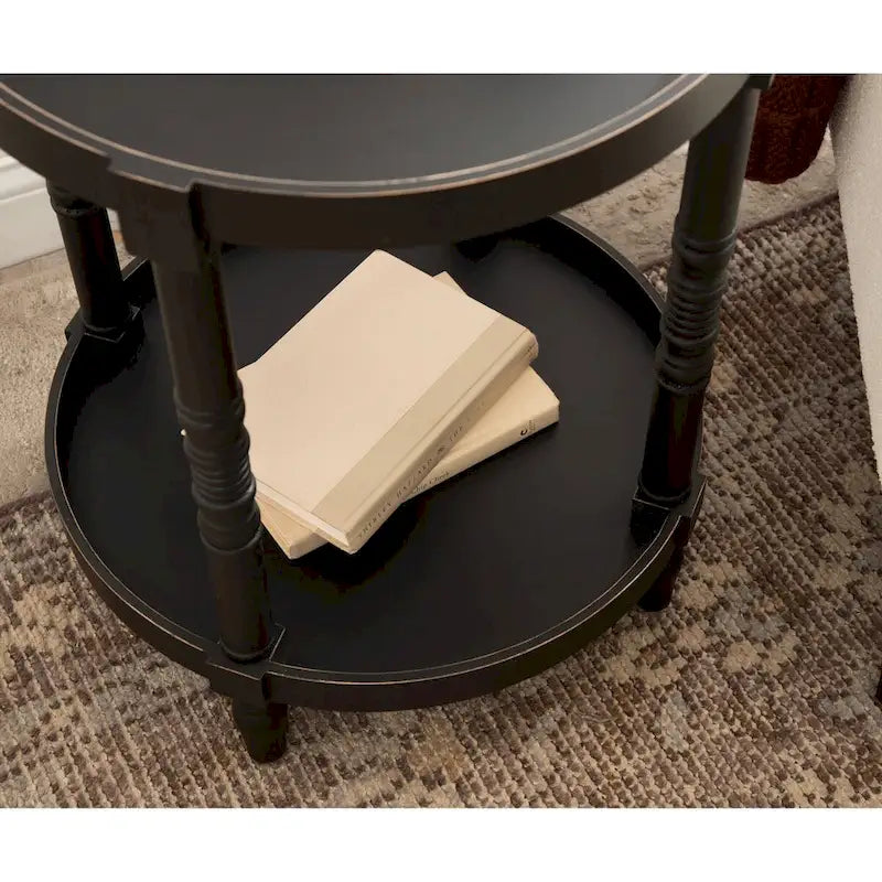 and Round Wood Side Table