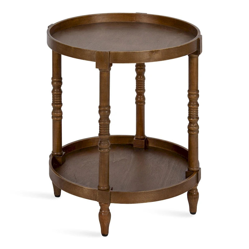 and Round Wood Side Table