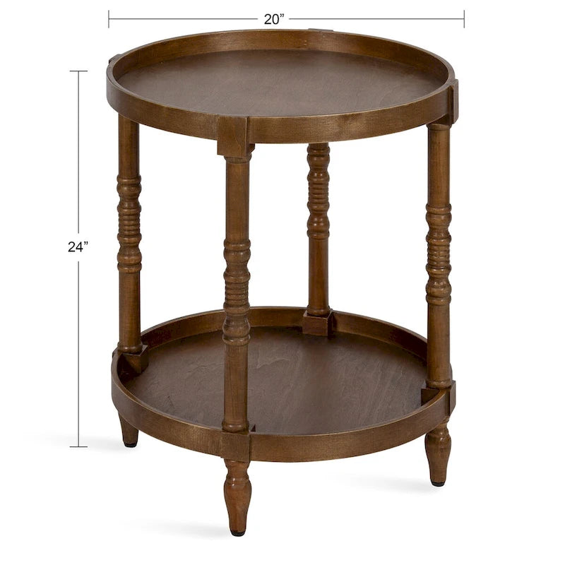 and Round Wood Side Table