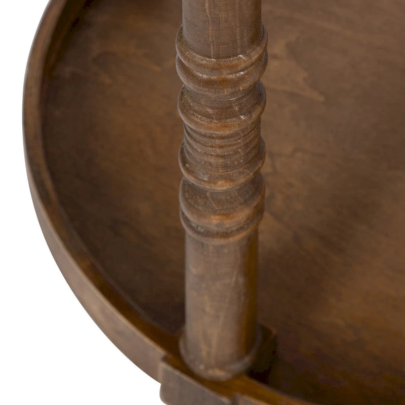 and Round Wood Side Table