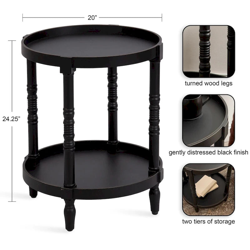 and Round Wood Side Table