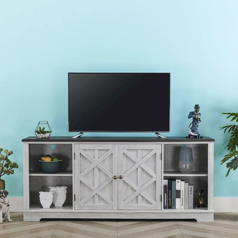 70-inch Extra-Wide Rustic TV Stand for 80 - Natural Wood Finish