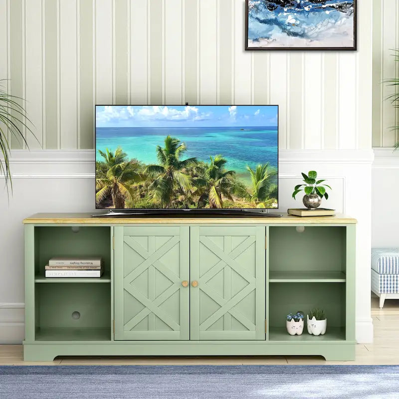 70-inch Extra-Wide Rustic TV Stand for 80 - Natural Wood Finish