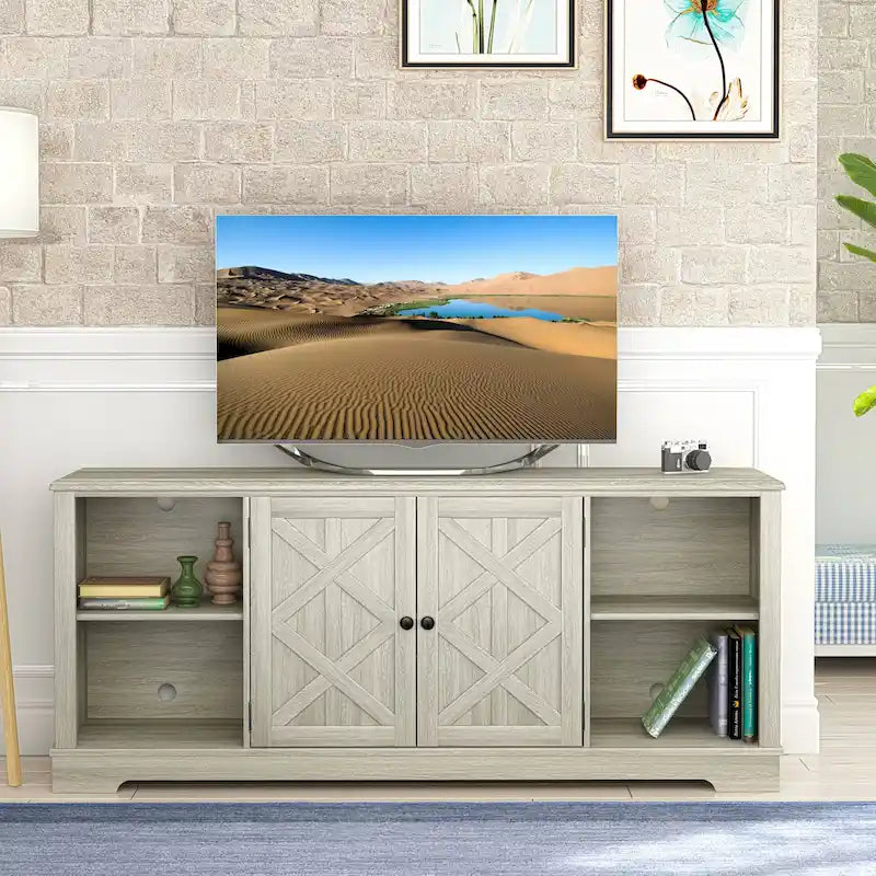 70-inch Extra-Wide Rustic TV Stand for 80 - Natural Wood Finish