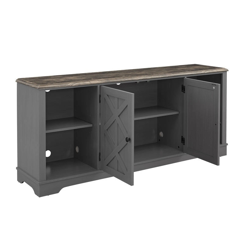 70-inch Extra-Wide Rustic TV Stand for 80 - Natural Wood Finish