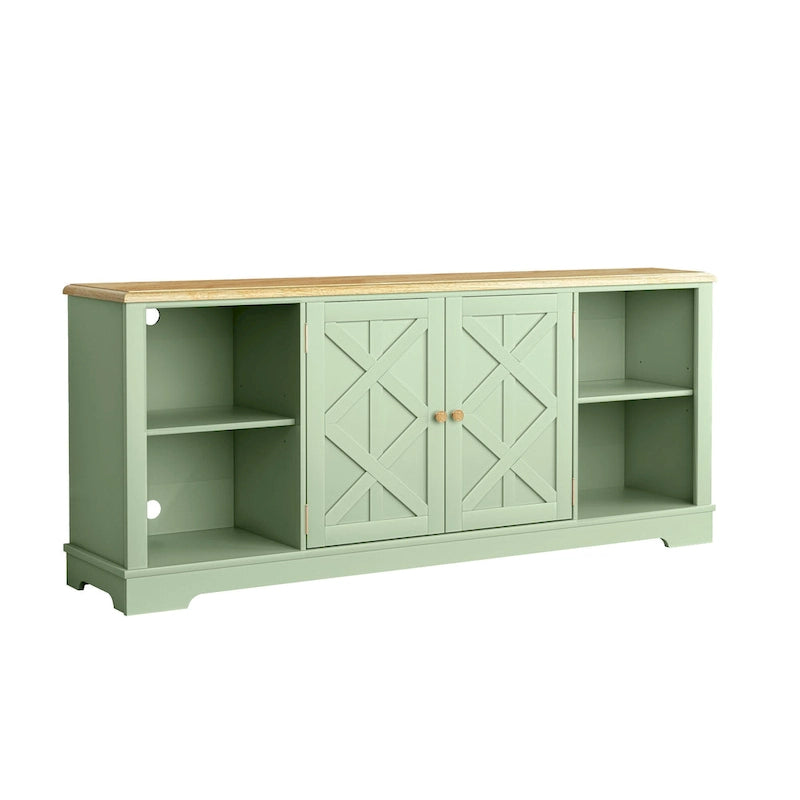 70-inch Extra-Wide Rustic TV Stand for 80 - Natural Wood Finish