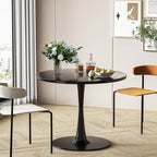 Mid-Century Modern Round Kitchen or Dining Table with Premium Top and Pedestal Base for Dining Room