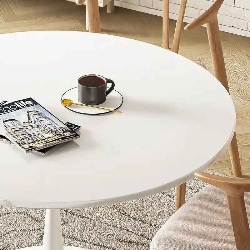 Mid-Century Modern Round Kitchen or Dining Table with Premium Top and Pedestal Base for Dining Room