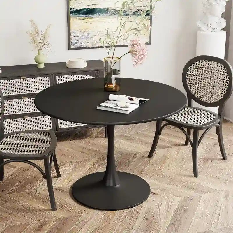 Mid-Century Modern Round Kitchen or Dining Table with Premium Top and Pedestal Base for Dining Room