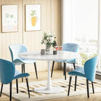 Mid-Century Modern Round Kitchen or Dining Table with Premium Top and Pedestal Base for Dining Room