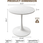 Mid-Century Modern Round Kitchen or Dining Table with Premium Top and Pedestal Base for Dining Room