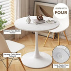 Mid-Century Modern Round Kitchen or Dining Table with Premium Top and Pedestal Base for Dining Room