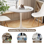 Mid-Century Modern Round Kitchen or Dining Table with Premium Top and Pedestal Base for Dining Room