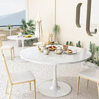 Mid-Century Modern Round Kitchen or Dining Table with Premium Top and Pedestal Base for Dining Room