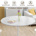 Mid-Century Modern Round Kitchen or Dining Table with Premium Top and Pedestal Base for Dining Room