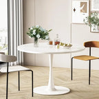 Mid-Century Modern Round Kitchen or Dining Table with Premium Top and Pedestal Base for Dining Room