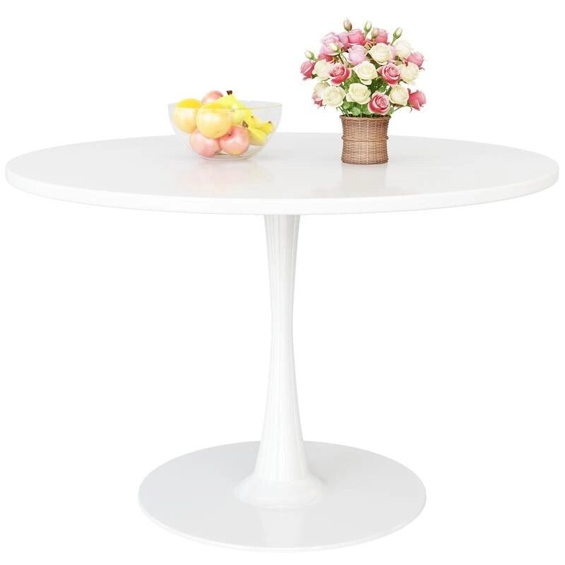 Mid-Century Modern Round Kitchen or Dining Table with Premium Top and Pedestal Base for Dining Room