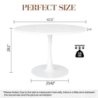 Mid-Century Modern Round Kitchen or Dining Table with Premium Top and Pedestal Base for Dining Room
