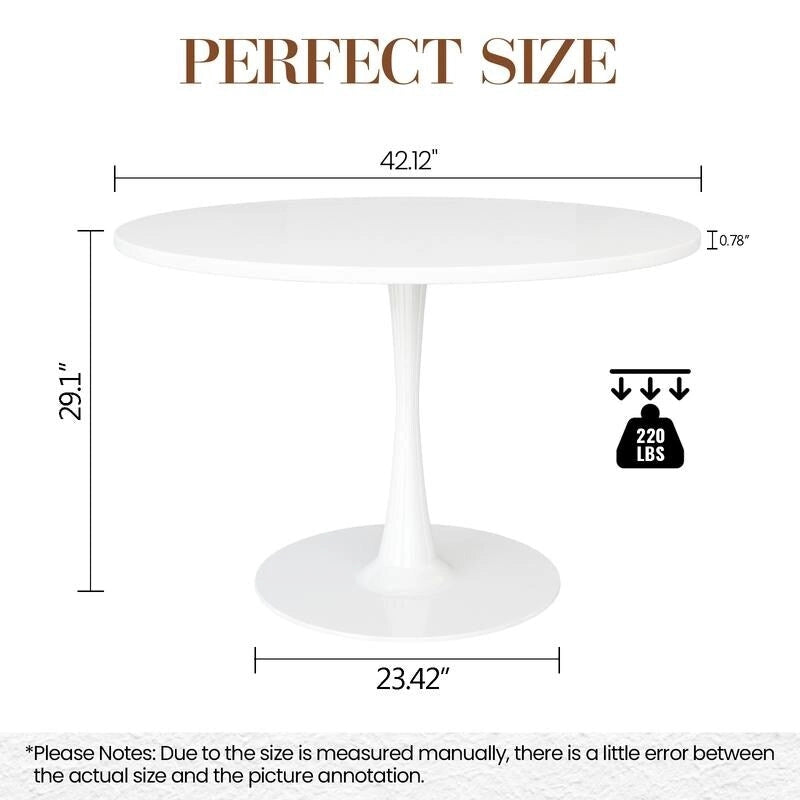 Mid-Century Modern Round Kitchen or Dining Table with Premium Top and Pedestal Base for Dining Room