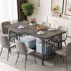 70-Inch Large Kitchen Dining Table for 6-8 People, Farmhouse Industrial Kitchen Table with Storage Shelf