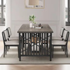 70-Inch Large Kitchen Dining Table for 6-8 People, Farmhouse Industrial Kitchen Table with Storage Shelf